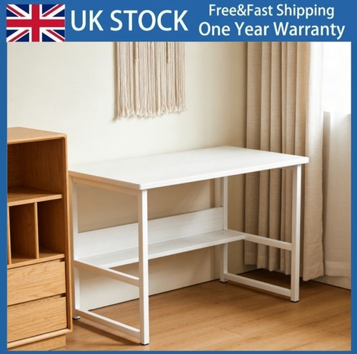 White compact computer desk - white,